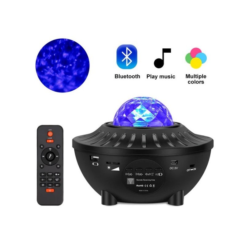 Projecteur d'étoiles, projecteur de galaxie pour chambre à coucher, haut-parleur Bluetooth et 8 aurores à bruit blanc