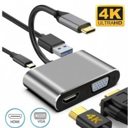 Adaptateur de convertisseur USB type-c vers HDMI 4K VGA USB 3.0, 50 pièces, 4 en 1, type-c PD 100W, charge rapide.