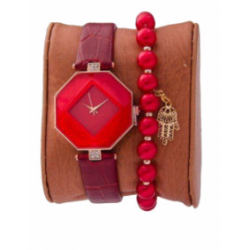 Women's leather watch, Agate Bracelet