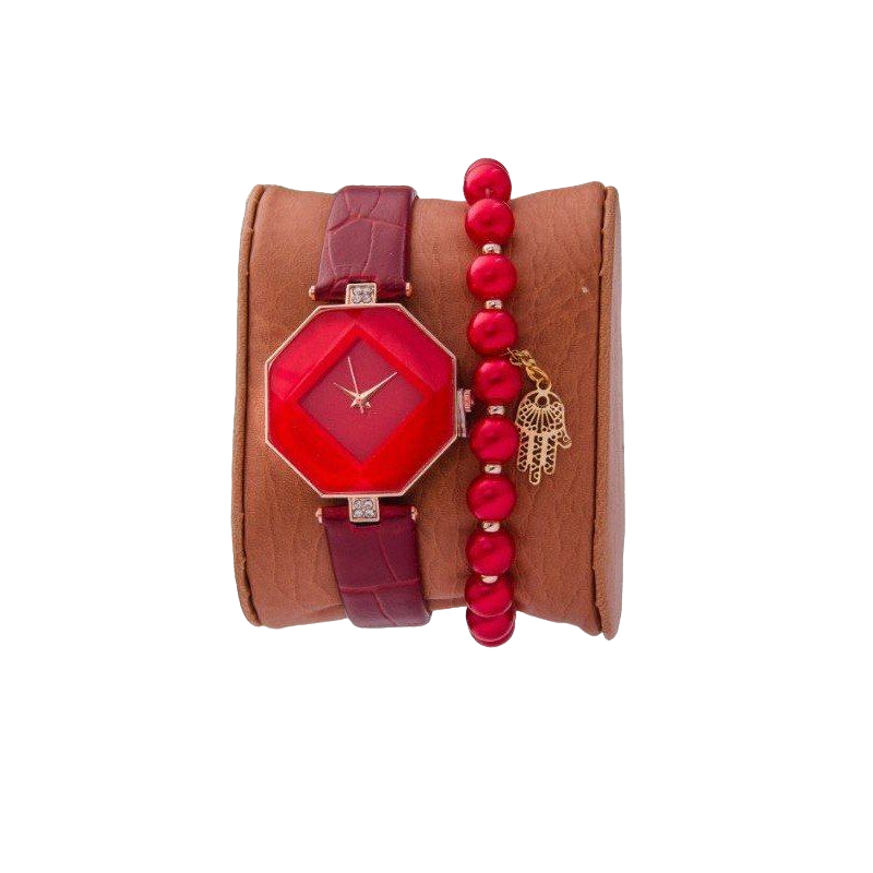 Women's leather watch, Agate Bracelet