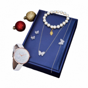 Pack pour femmes ensemble argente Montre Agate Bracelet