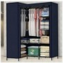 L Shape Portable Wardrobe, Foldable PP Wardrobe (Finish Color – Blue, DIY