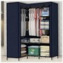 L Shape Portable Wardrobe, Foldable PP Wardrobe (Finish Color – Blue, DIY