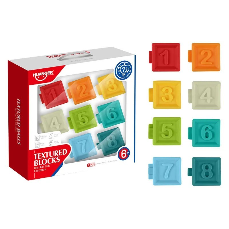 Huanger Baby Blocks Blocs de construction souples Jouets pour bébé Anneaux de dentition