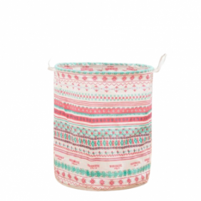 Round Foldable Laundry Basket Cotton Linen Waterproof Storage Basket with Handles Used for Home