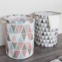 Panier à linge rond pliable en coton et lin, panier de rangement étanche avec poignées, utilisé pour la maison